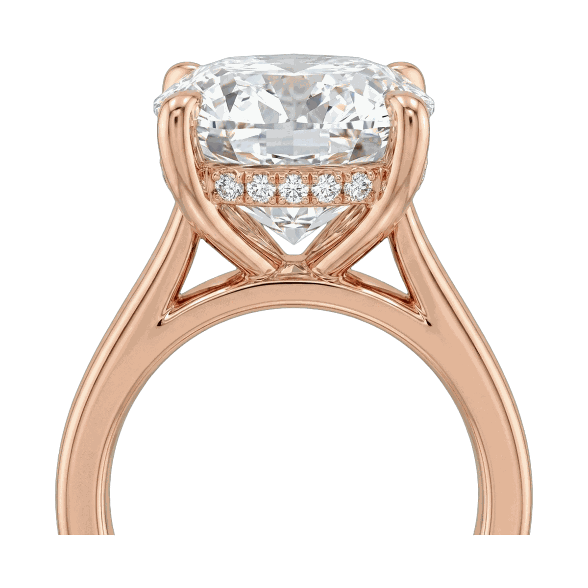 Cushion Cathedral Hidden Halo Lab-Grown Diamond Ring