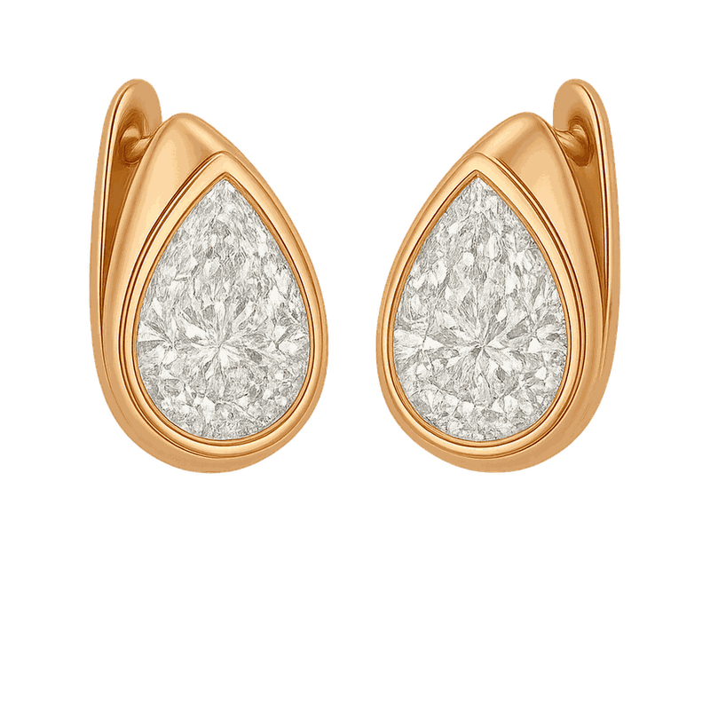Bezel Set Lab-Grown Diamond Pear Huggie Hoop Earrings