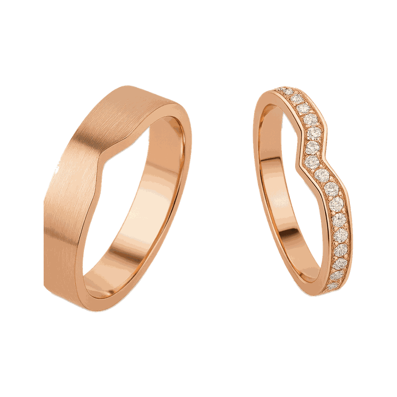 Curved Matching Lab-Grown Diamond Couple Ring Set