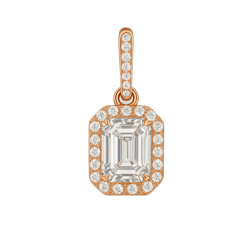 Una Lab-Grown Diamond Octagon Drop Earrings, Rhodium Plated
