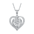 Double Heart Halo Lab-Grown Diamond Pendant Necklace