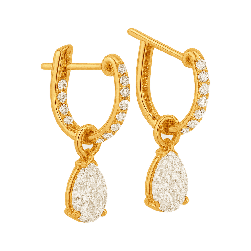 Glow Lab-Grown Diamond Drop Earrings, Rhodium Plated