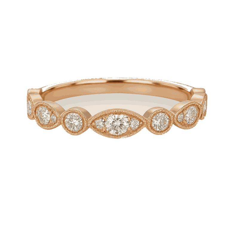Round Lab-Grown Diamond Milgrain Stackable Band