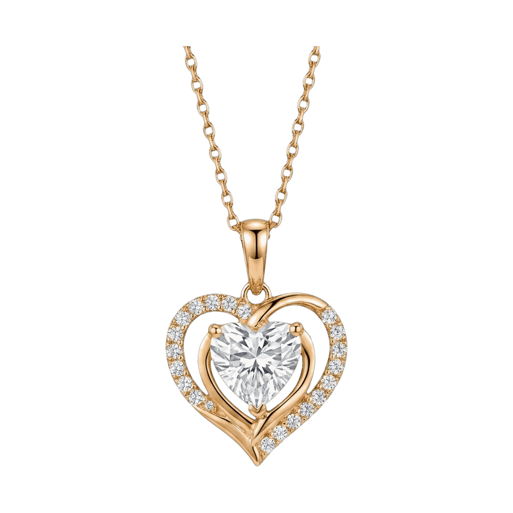 Double Heart Halo Lab-Grown Diamond Pendant Necklace