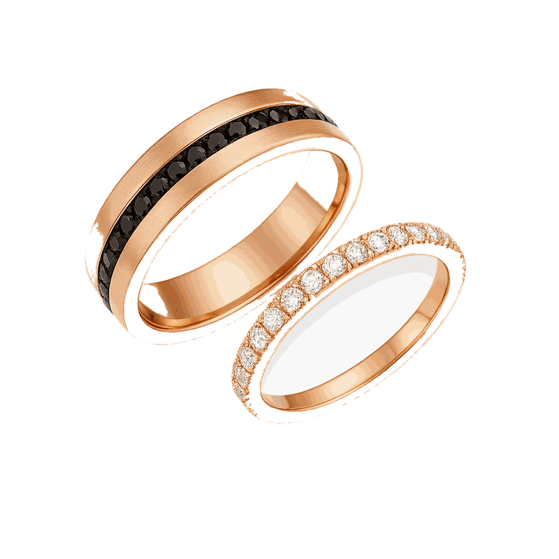 Black & White Diamond Couple Ring Set