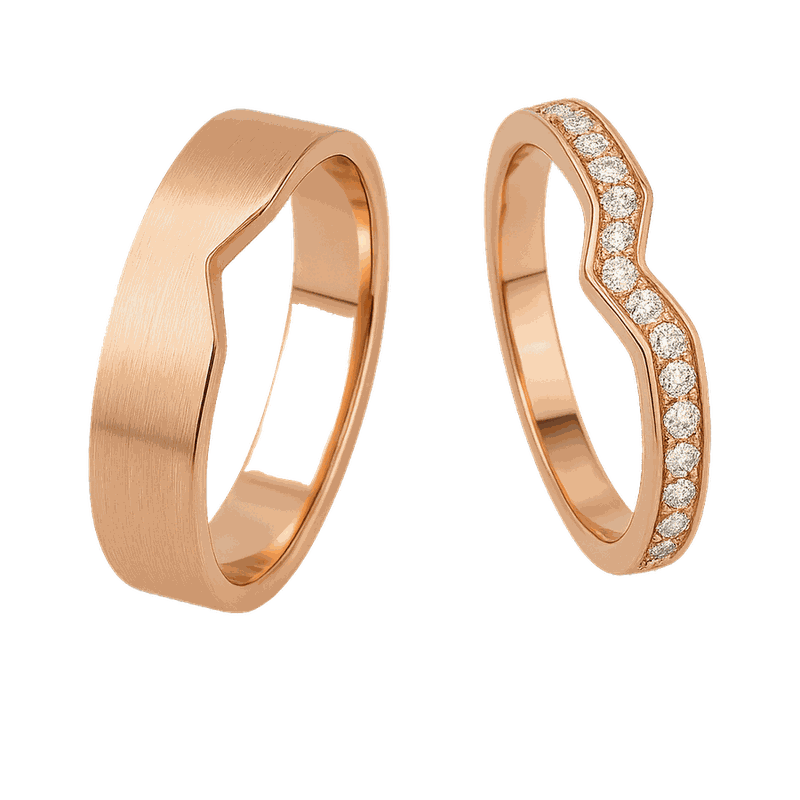 Curved Matching Lab-Grown Diamond Couple Ring Set