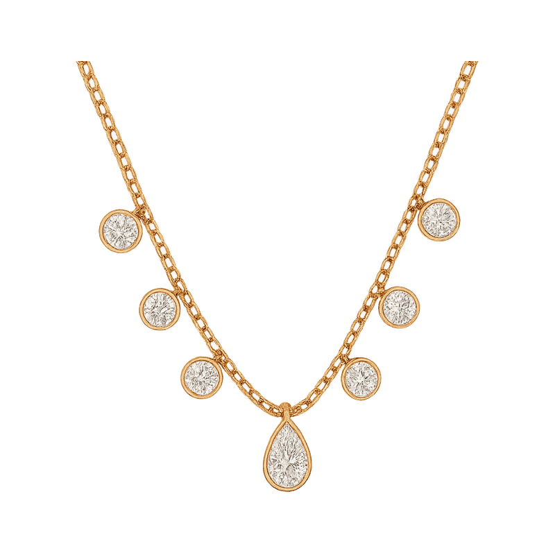 Seven-Stone Pear & Round Lab-Grown Diamond Necklace