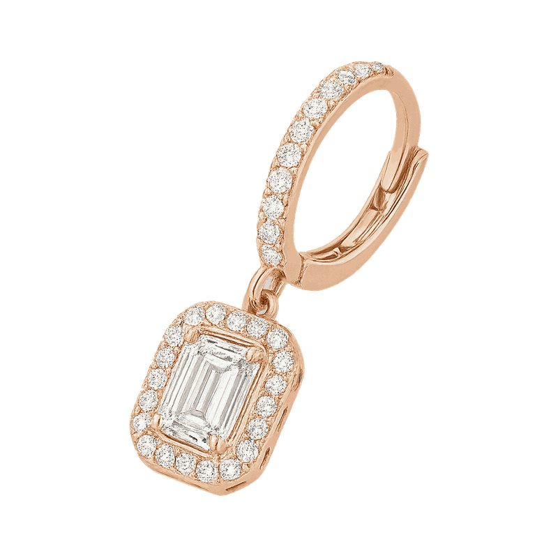 Una Lab-Grown Diamond Octagon Drop Earrings, Rhodium Plated