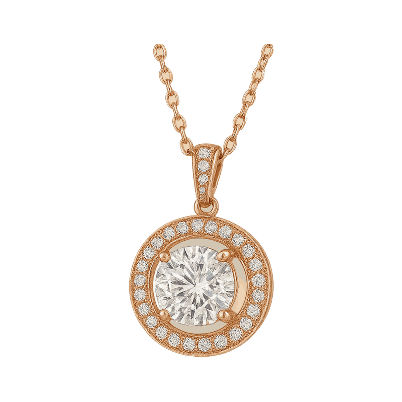Halo Lab-Grown Diamond Pendant Necklace