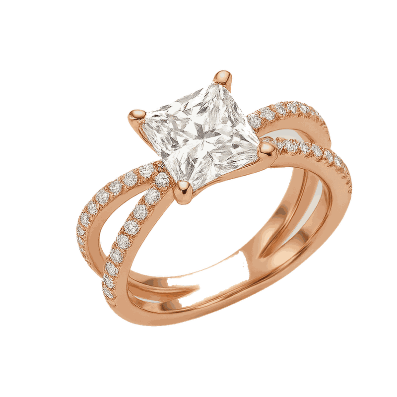 Princess Cut Lab-Grown Diamond Criss-Cross Ring
