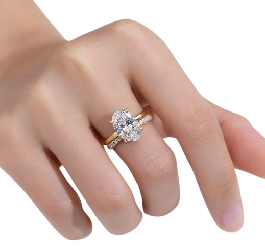 Tensora Stellar Oval-Cut Large Lab-Grown Diamond Engagement Ring in yellow gold, view 3