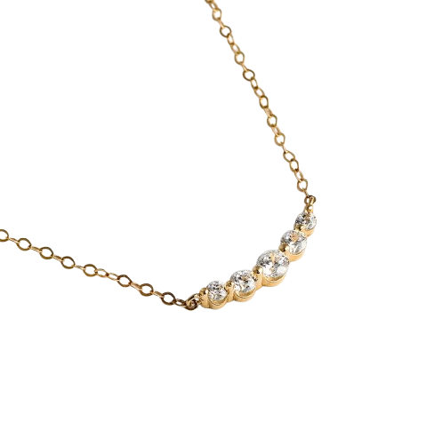 Tensora Stellar Arc Five-Stone Lab-Grown Diamond Necklace in yellow gold, view 3