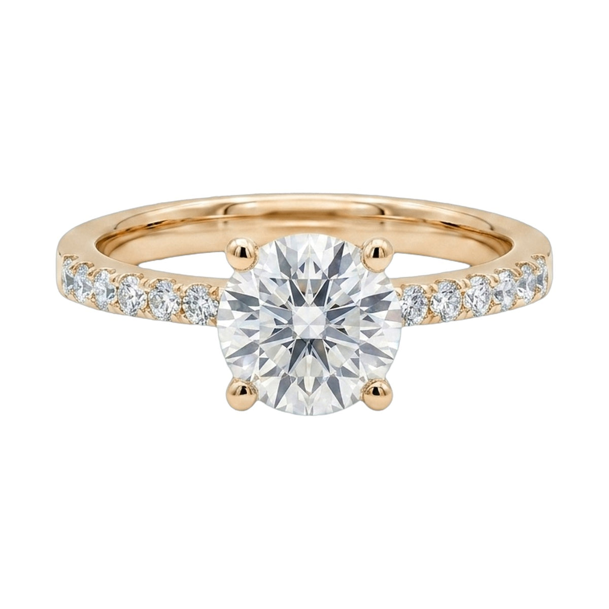 Round Lab-Grown Diamond Pavé Basket Ring