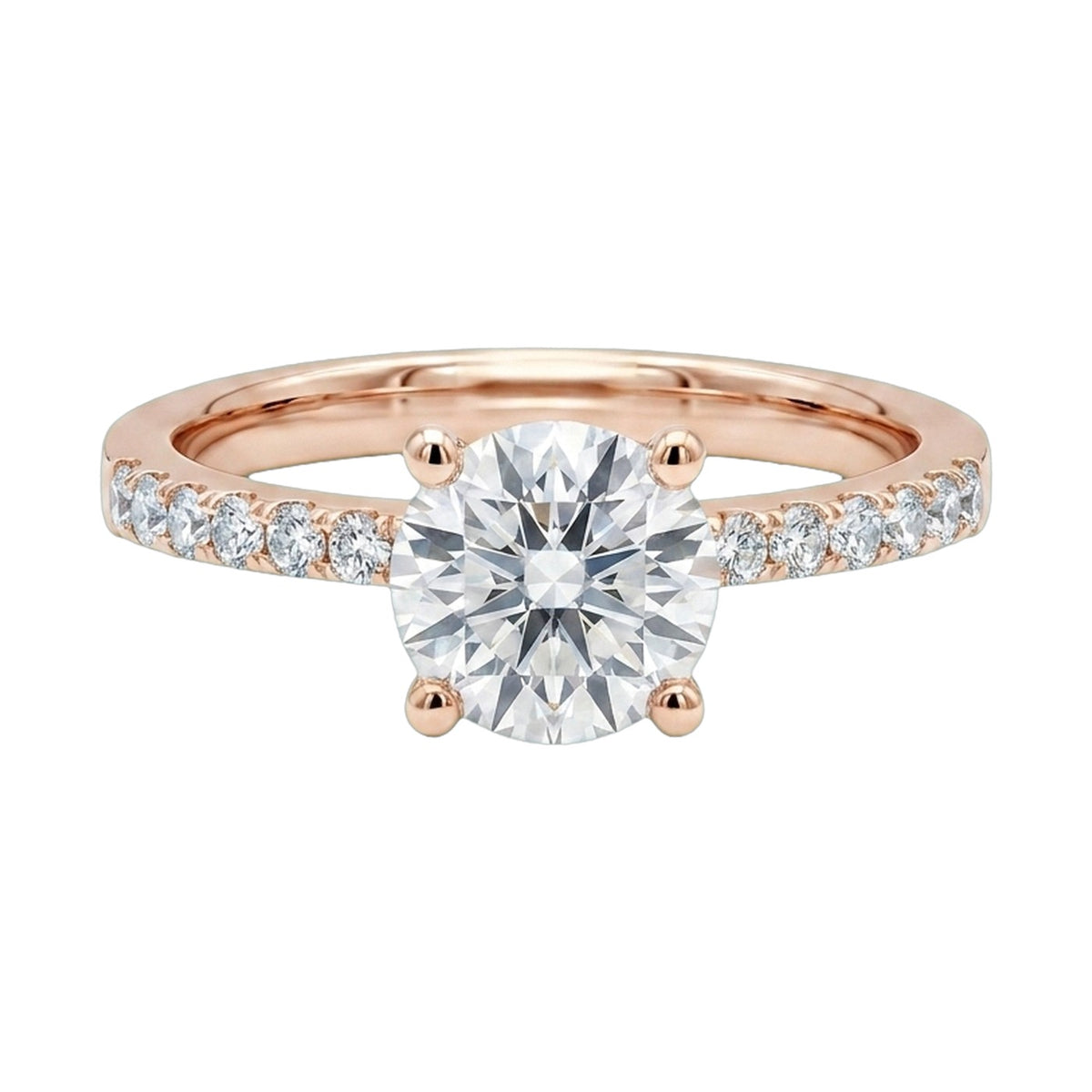 Round Lab-Grown Diamond Pavé Basket Ring