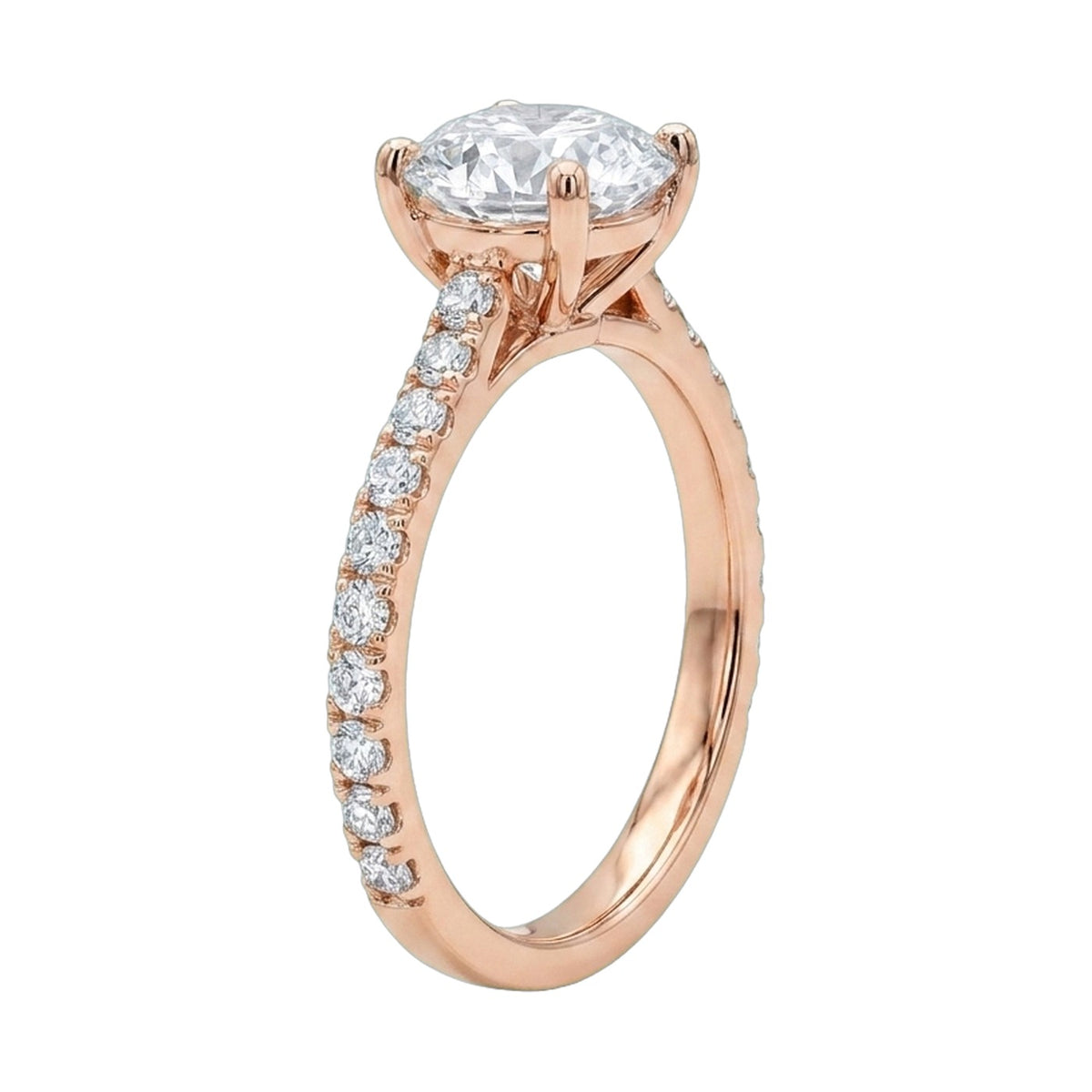 Round Lab-Grown Diamond Pavé Basket Ring