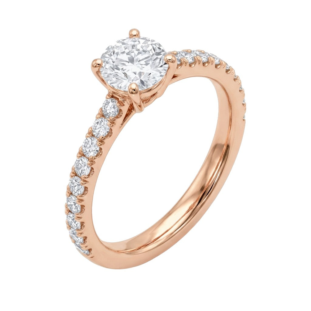 Round Lab-Grown Diamond Pavé Basket Ring