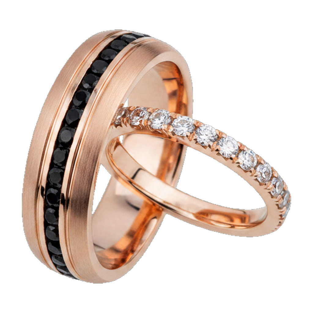 Rose gold couple ring set angle