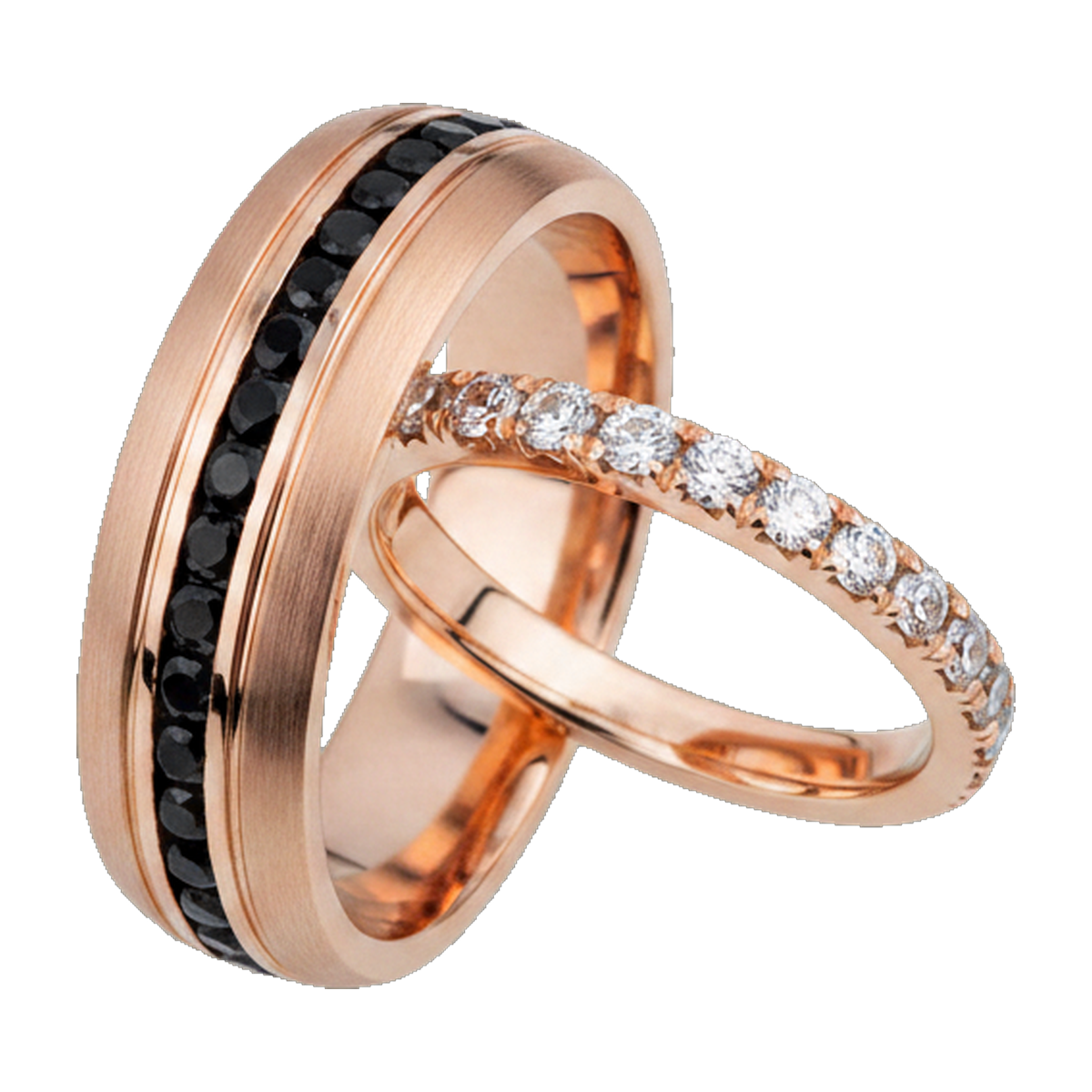 Rose gold couple ring set angle