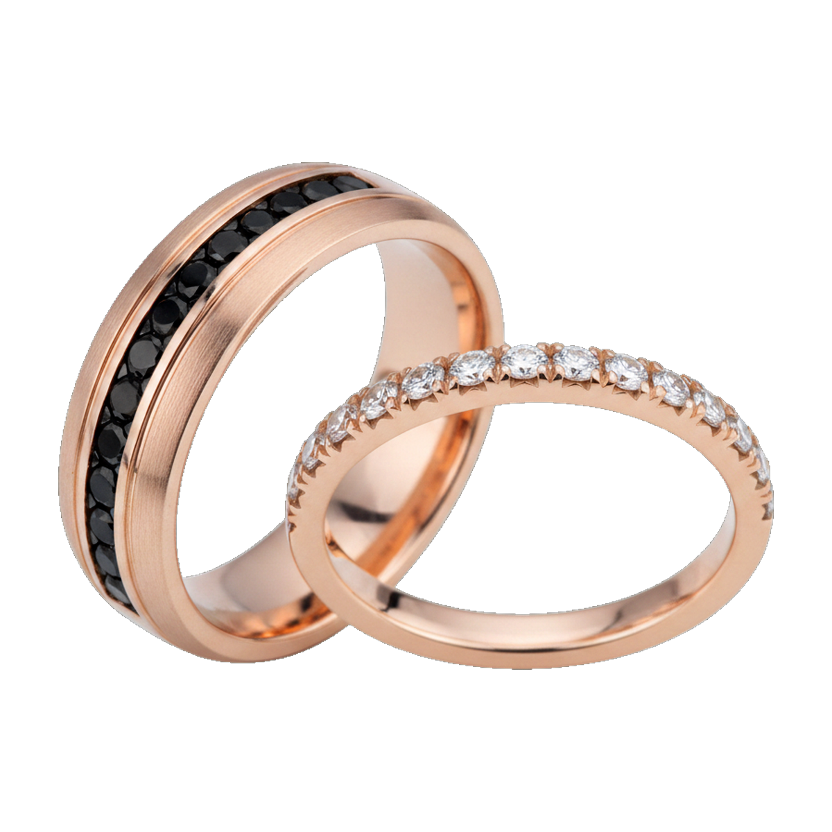 Rose gold couple ring set detail