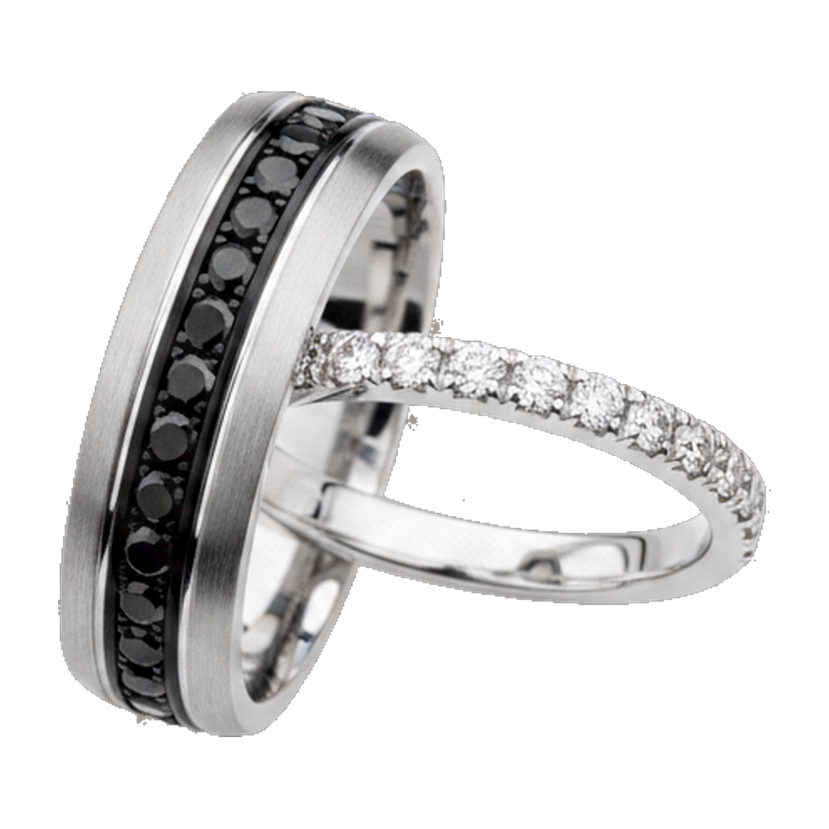 White gold couple ring set angle