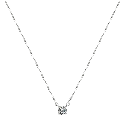 Tensora Stellar Dot Round Solitaire Lab-Grown Diamond Necklace in white gold, view 1