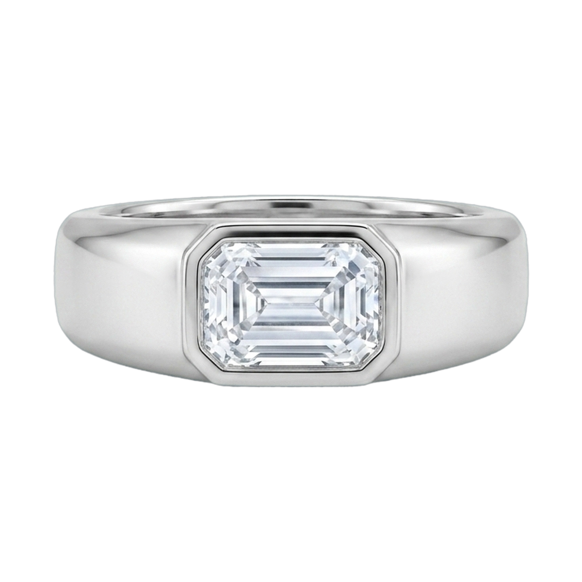 Emerald-Cut Lab-Grown Diamond Men's Ring - White Gold 2