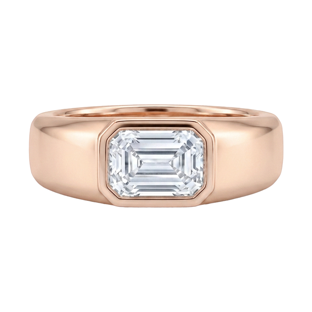 Emerald-Cut Lab-Grown Diamond Men's Ring - Rose Gold 2