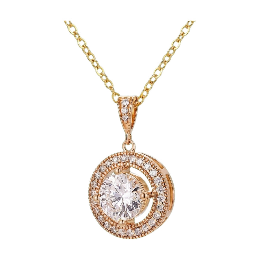 Halo Lab-Grown Diamond Pendant Necklace yellow gold