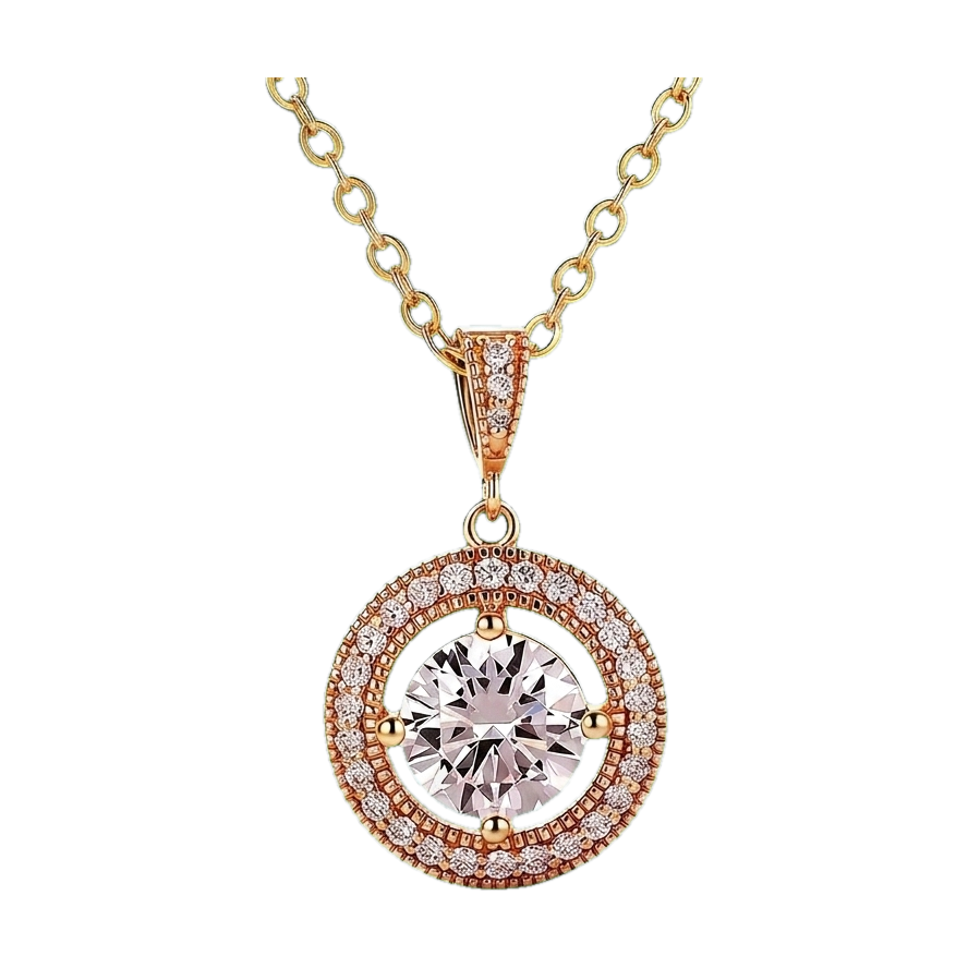 Halo Lab-Grown Diamond Pendant Necklace yellow gold