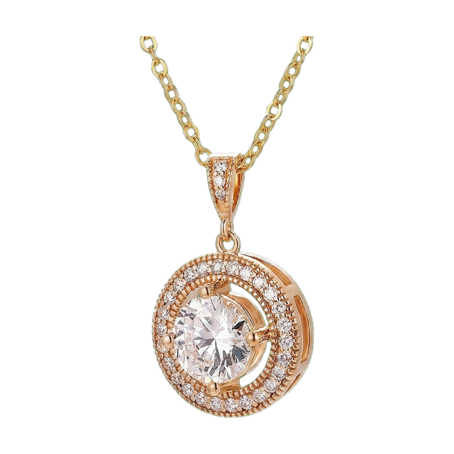 Halo Lab-Grown Diamond Pendant Necklace yellow gold