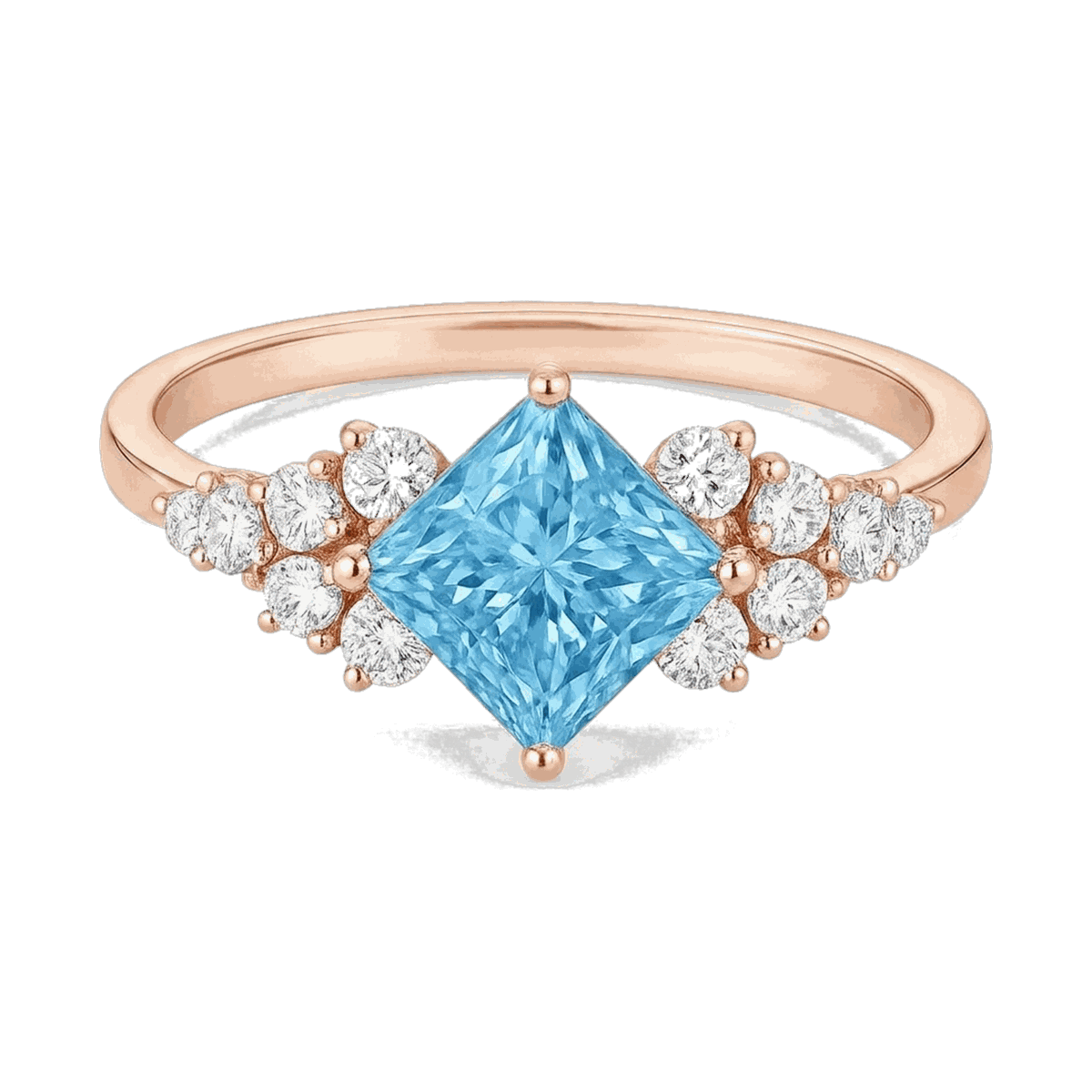 Princess-Cut Blue Diamond Halo Ring