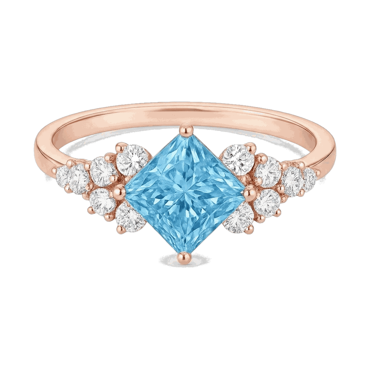 Princess-Cut Blue Diamond Halo Ring