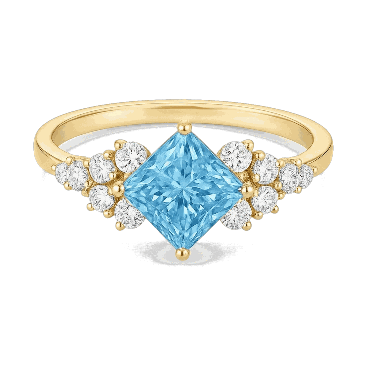 Princess-Cut Blue Diamond Halo Ring