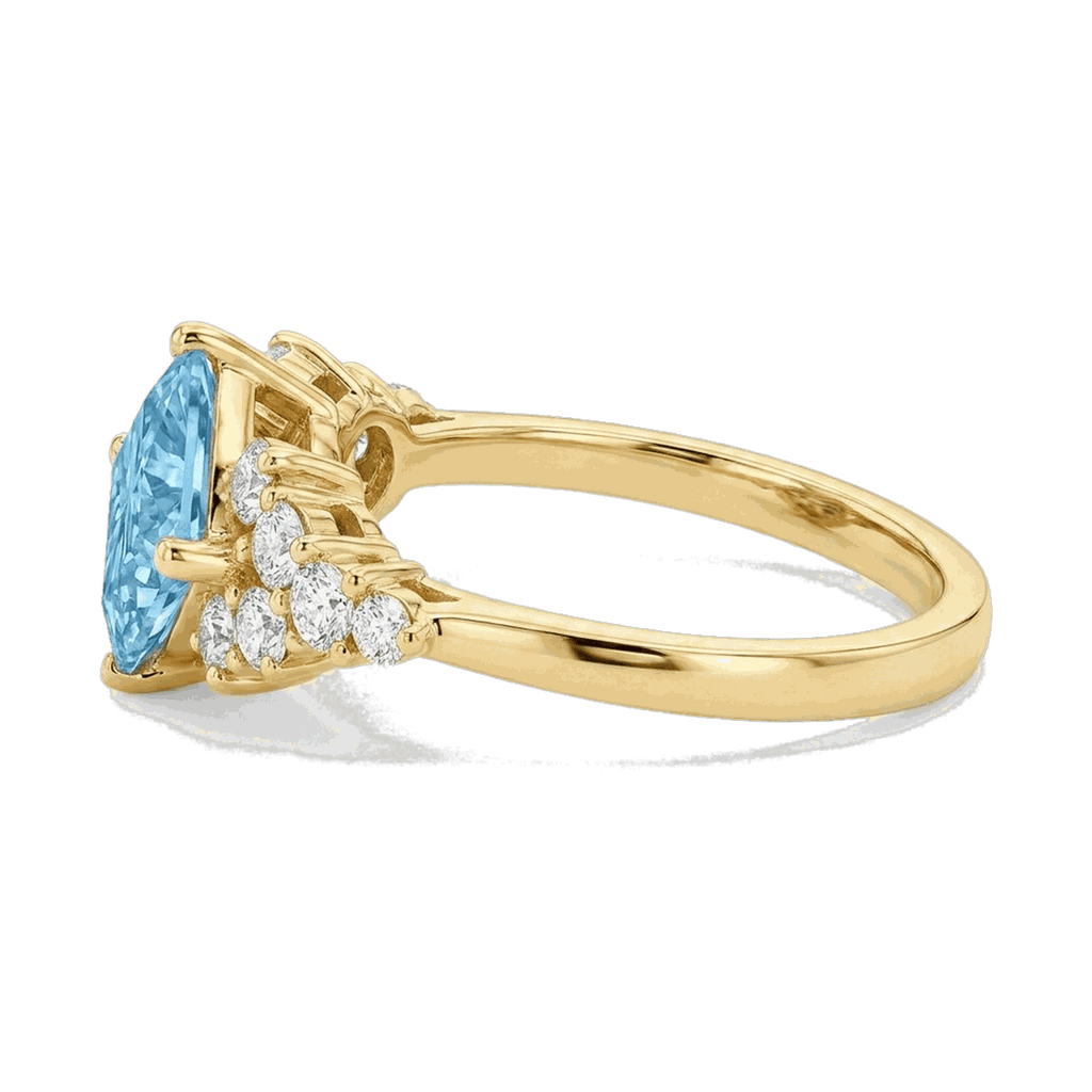 Princess-Cut Blue Diamond Halo Ring