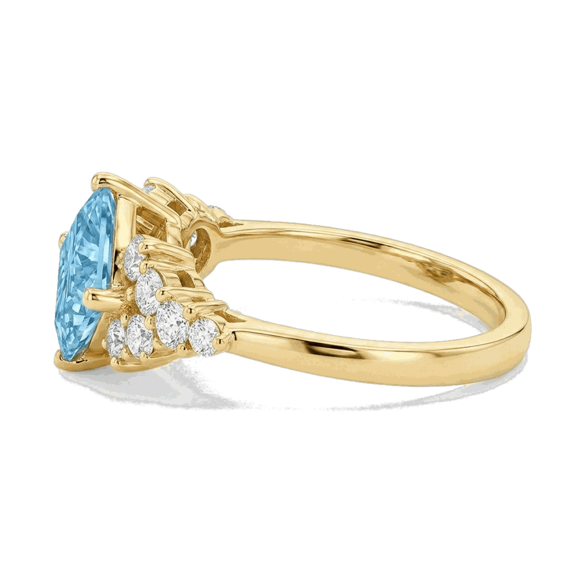 Princess-Cut Blue Diamond Halo Ring