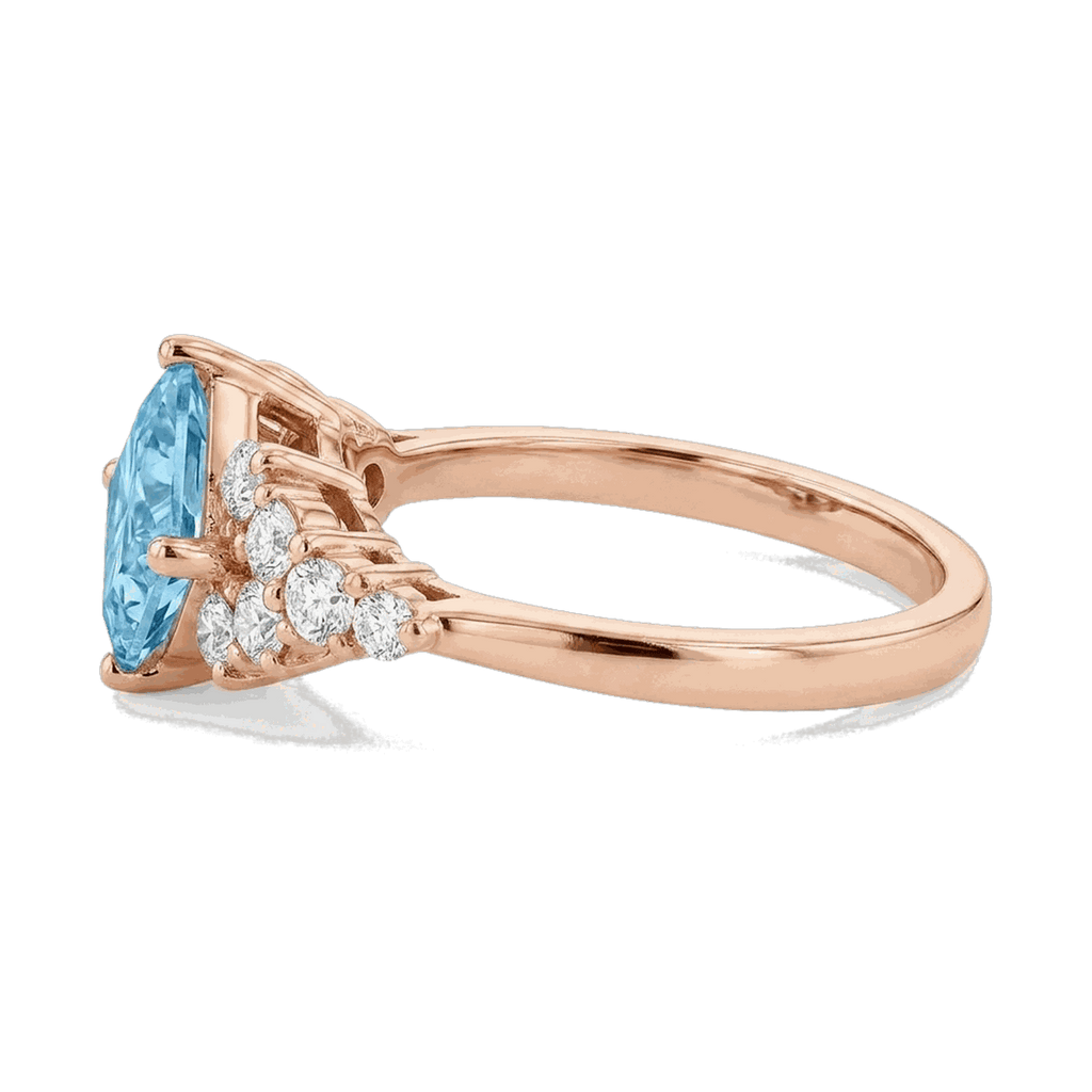 Princess-Cut Blue Diamond Halo Ring