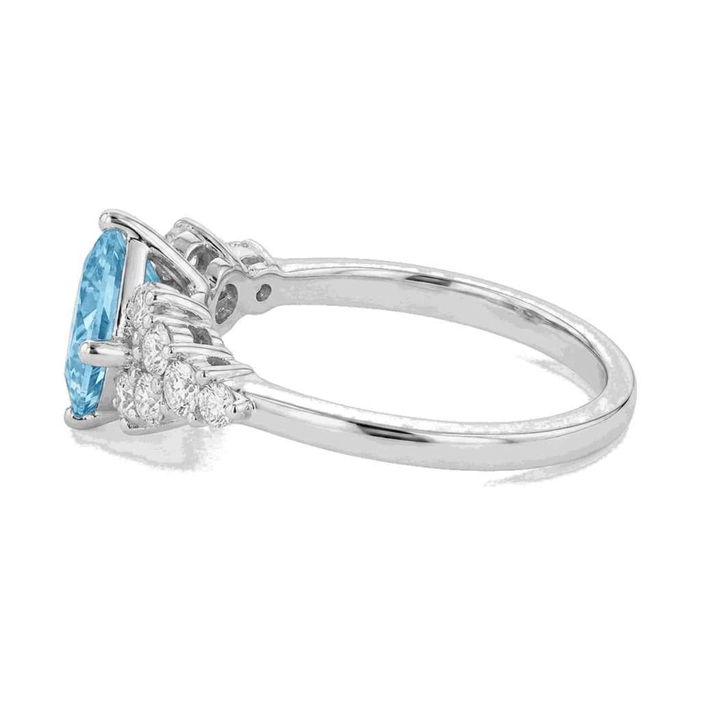 Princess-Cut Blue Diamond Halo Ring