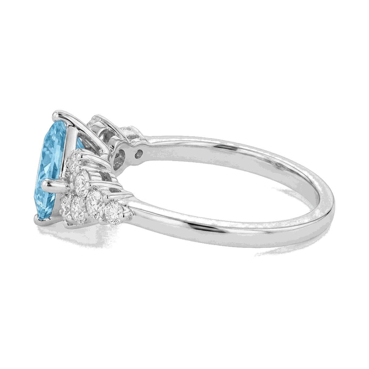 Princess-Cut Blue Diamond Halo Ring