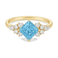 Princess-Cut Blue Diamond Halo Ring