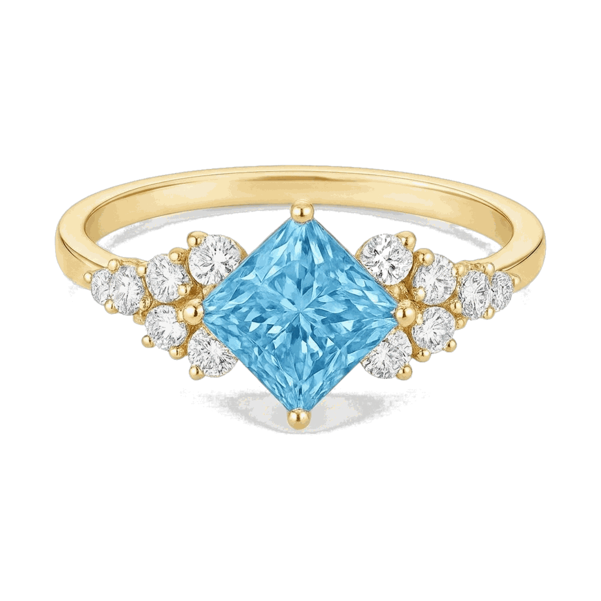 Princess-Cut Blue Diamond Halo Ring