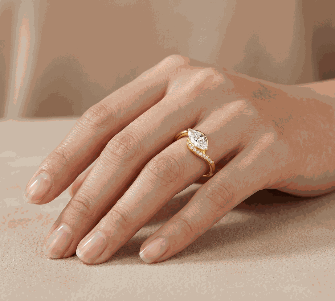 Marquise Twist-Shank Lab-Grown Diamond Ring