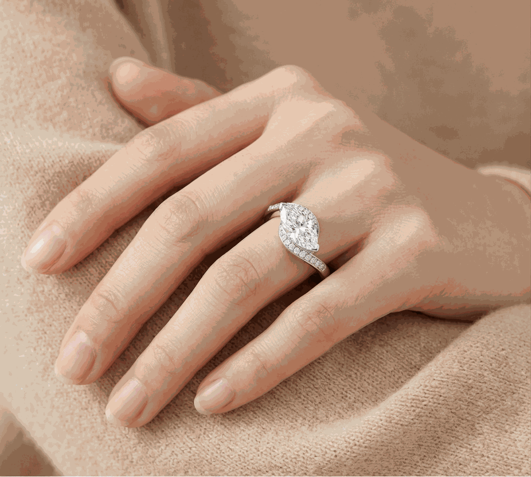 Marquise Twist-Shank Lab-Grown Diamond Ring