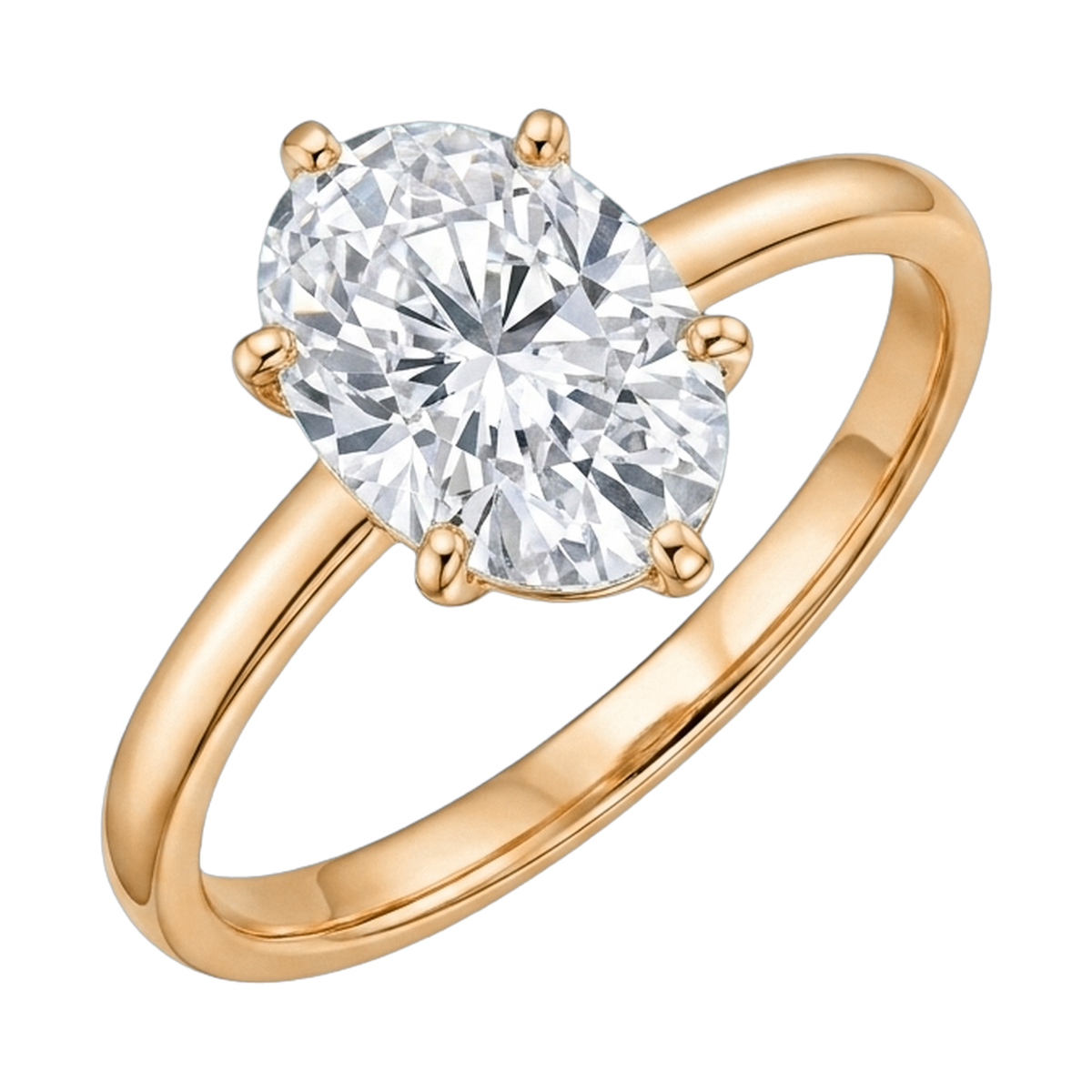 Oval Lab-Grown Diamond Solitaire Ring - Yellow Gold 1