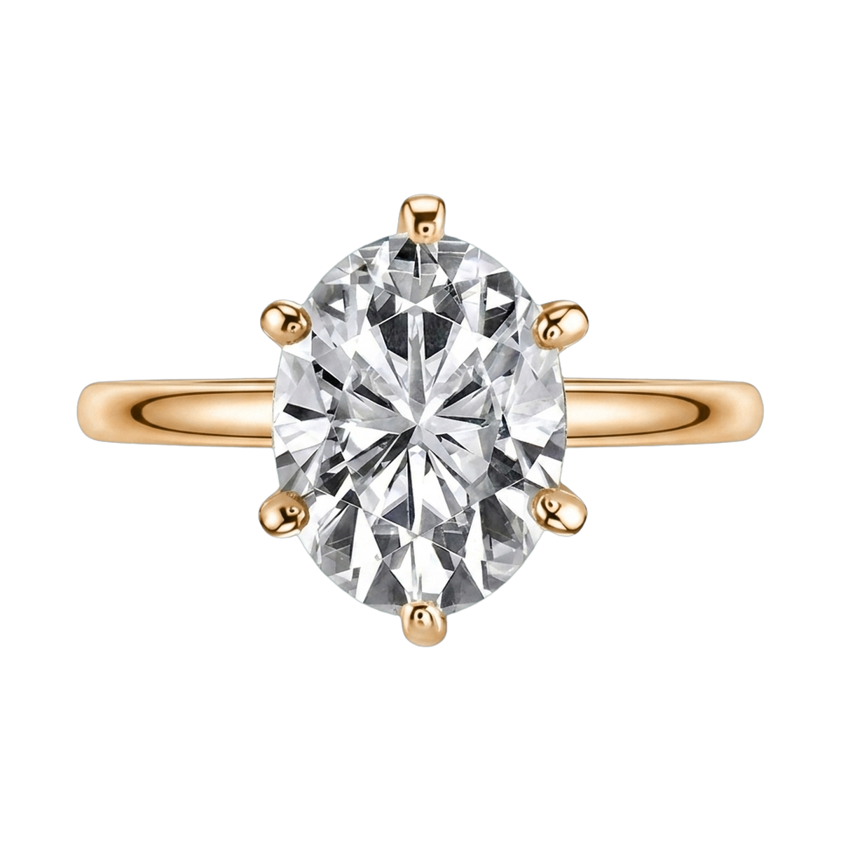 Oval Lab-Grown Diamond Solitaire Ring - Yellow Gold 2
