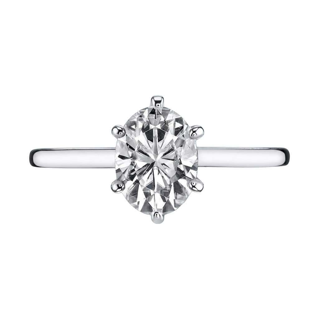 Oval Lab-Grown Diamond Solitaire Ring - White Gold 1