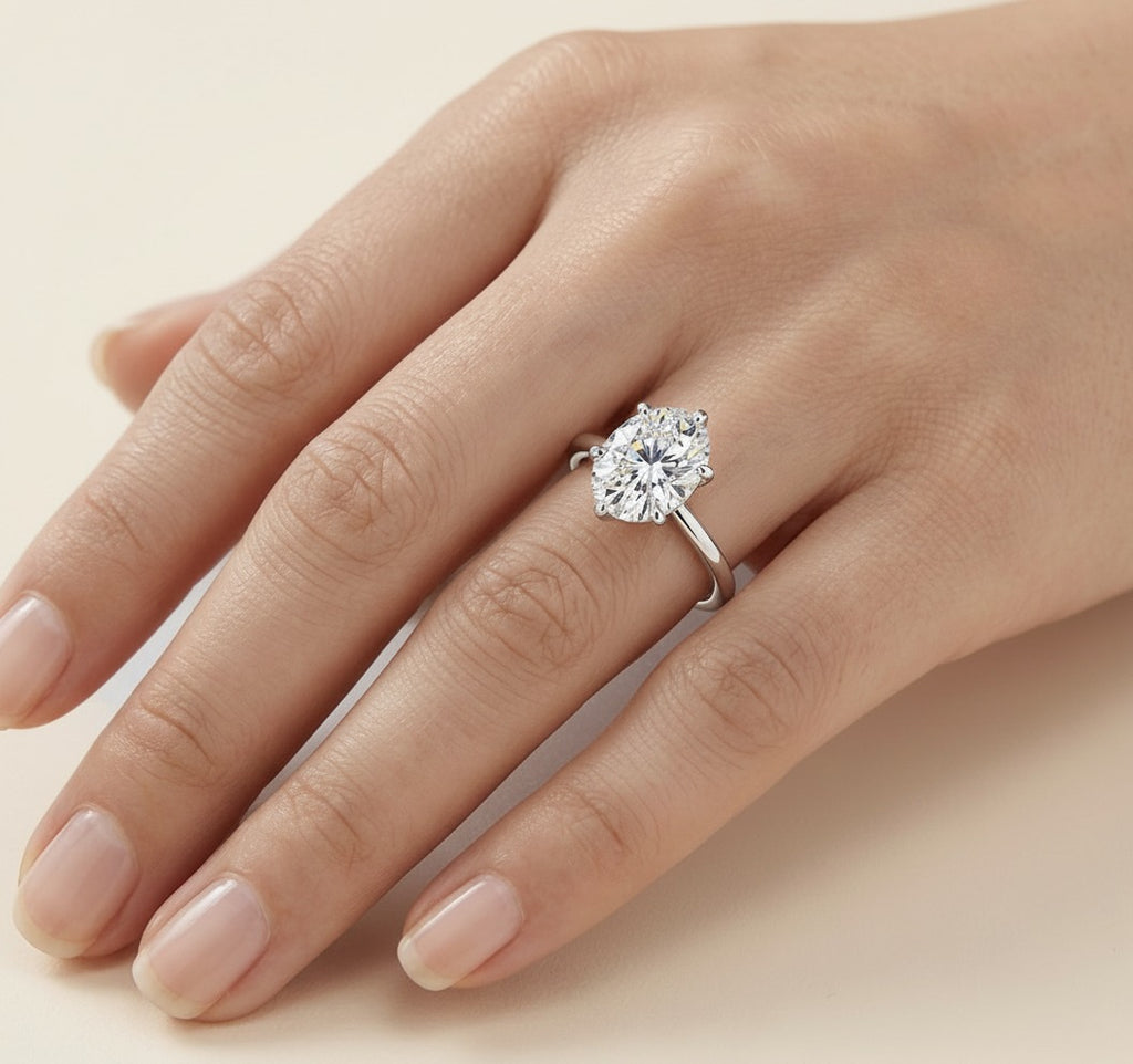 Oval Lab-Grown Diamond Solitaire Ring - White Gold 3