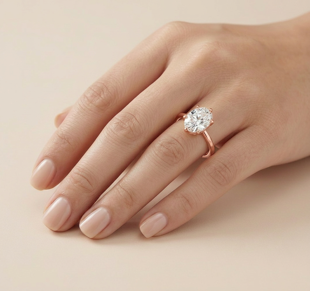 Oval Lab-Grown Diamond Solitaire Ring - Rose Gold 3