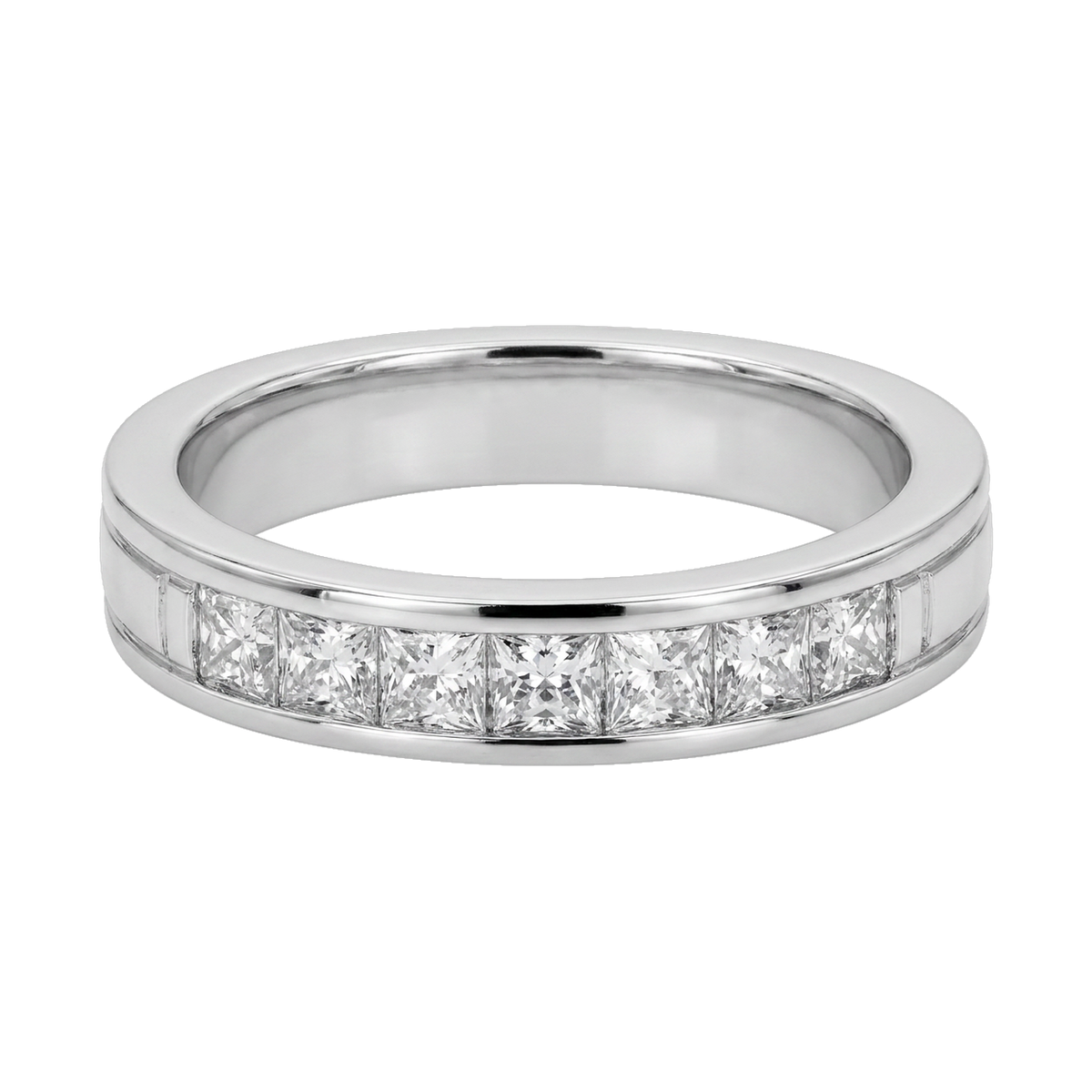 Princess-Cut Pavé Lab-Grown Diamond Eternity Ring - White Gold 1