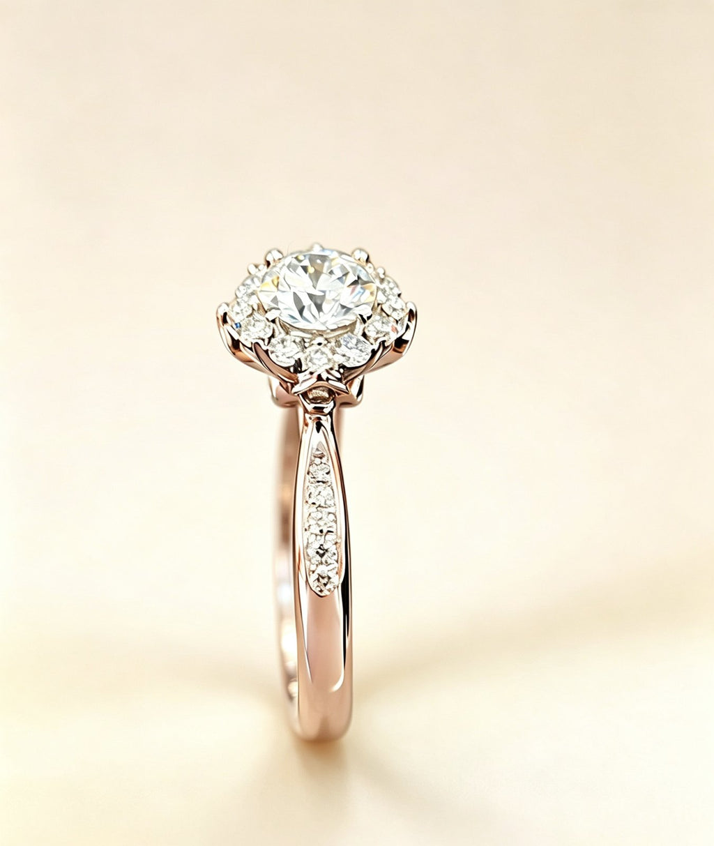 Rose gold petal basket setting ring