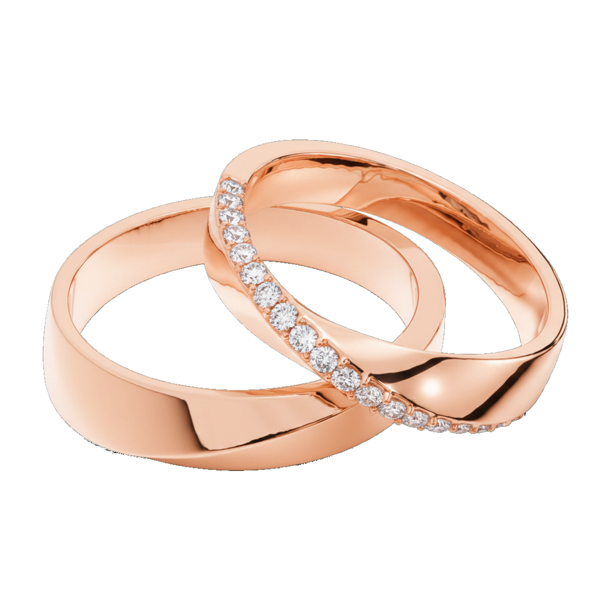 Rose gold couple ring set